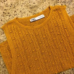 Zara Mustard Yellow Scalloped Tank Top